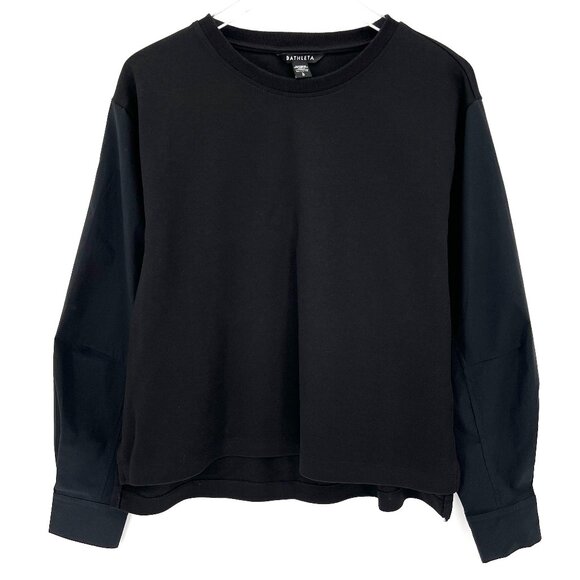 Athleta Harlow Long-Sleeve Hybrid Top Womens Large Black Breathable Pullover - Picture 2 of 10